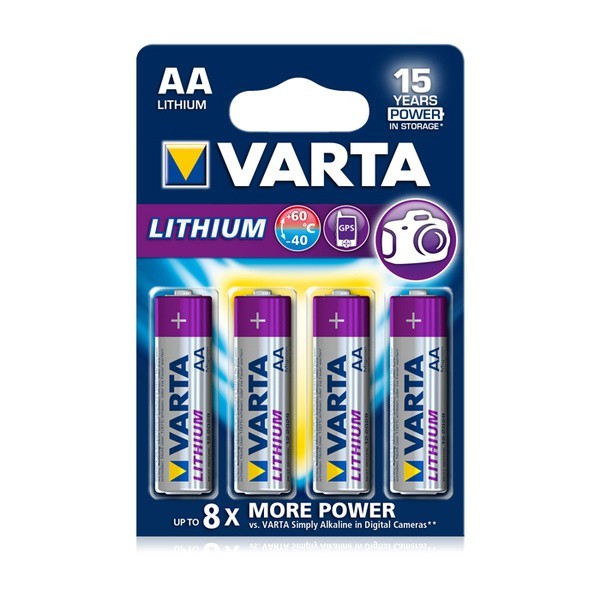 4x Varta Batterie Professional Lithium AA f. Canon PowerShot SX110 IS 