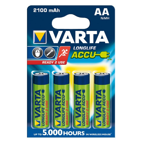 4x Varta Longlife Akkus 2100mAh f. Sanyo VPC-SX550EX