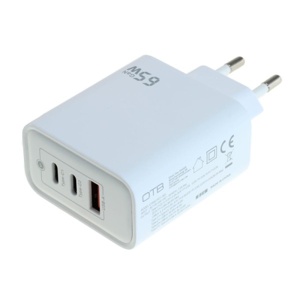 Netzteil 65W 2xUSB-C + 1xUSB-A mit USB Power Delivery USB-PD - 3-Port weiss